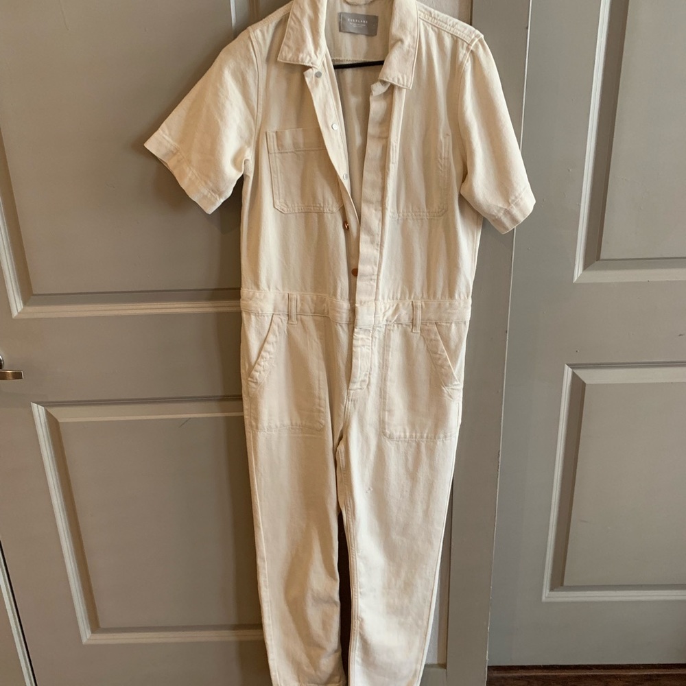 Everlane utility jumpsuit in cream denim